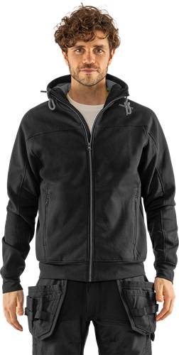 Fristads Sweatshirt-Jacke mit Kapuze 7550 GSM - Schwarz/Grau/L 301424-996-L