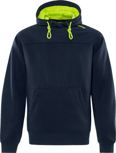 Fristads Sweatshirt mit Kapuze 7551 GSM - Dunkel Marineblau/Warnschutz-Gelb/2XS 301425-557-2XS