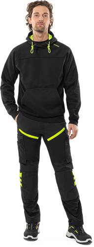 Fristads Sweatshirt mit Kapuze 7551 GSM - Dunkel Marineblau/Warnschutz-Gelb/S 301425-557-S