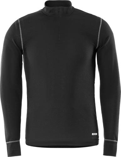 Fristads Zipper-T-Shirt Langarm 789 OF - Schwarz/3XL 127355-940-3XL