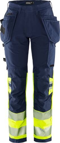 Fristads High Vis Green Handwerker Stretchhose Damen Kl. 1 2663 GSTP - Warnschutz-Gelb/Marine/44 134237-171-44