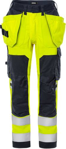 Fristads Flamestat High Vis Handwerker Stretch Hose Kl. 2 Damen 2164 ATHF - Warnschutz-Gelb/Marine/42 300374-171-42