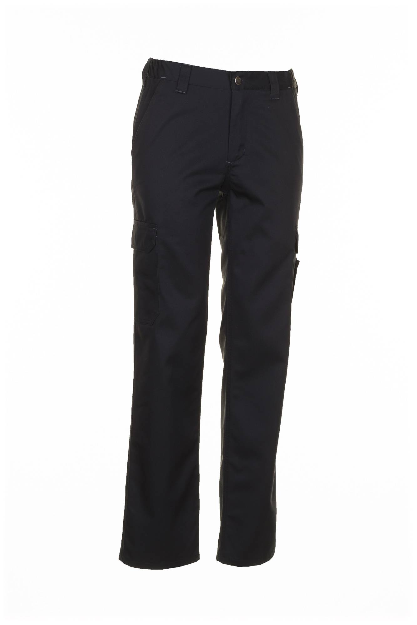 Schwarze Cargo-Hose mit Taschen und geradem Beinschnitt.