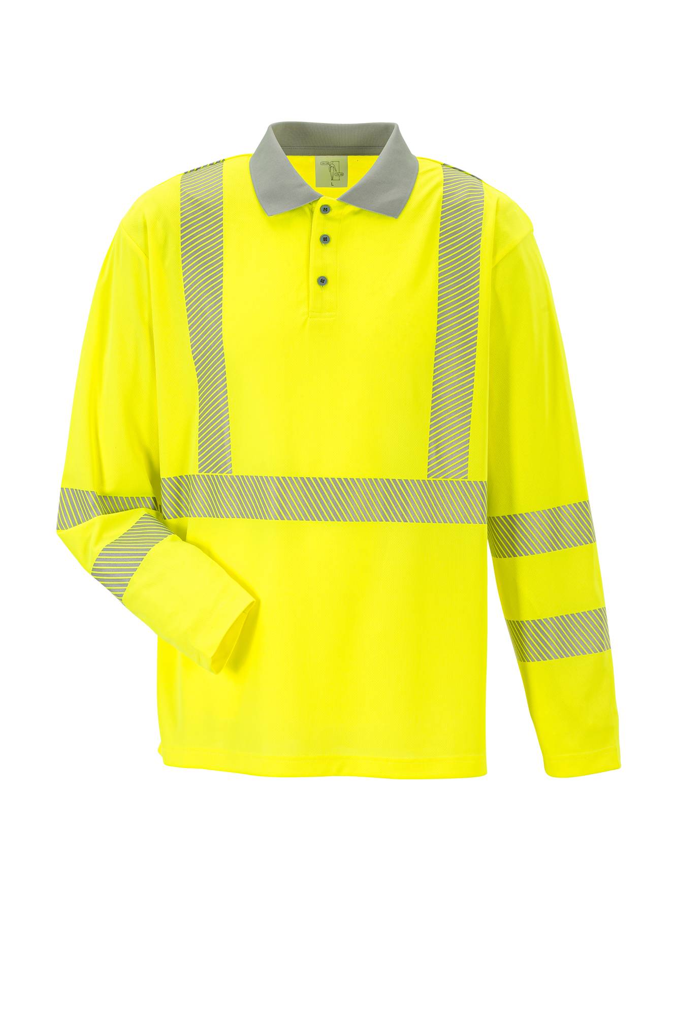 Planam Norit Warnschutz Poloshirt langarm gelb/zink L 5896052