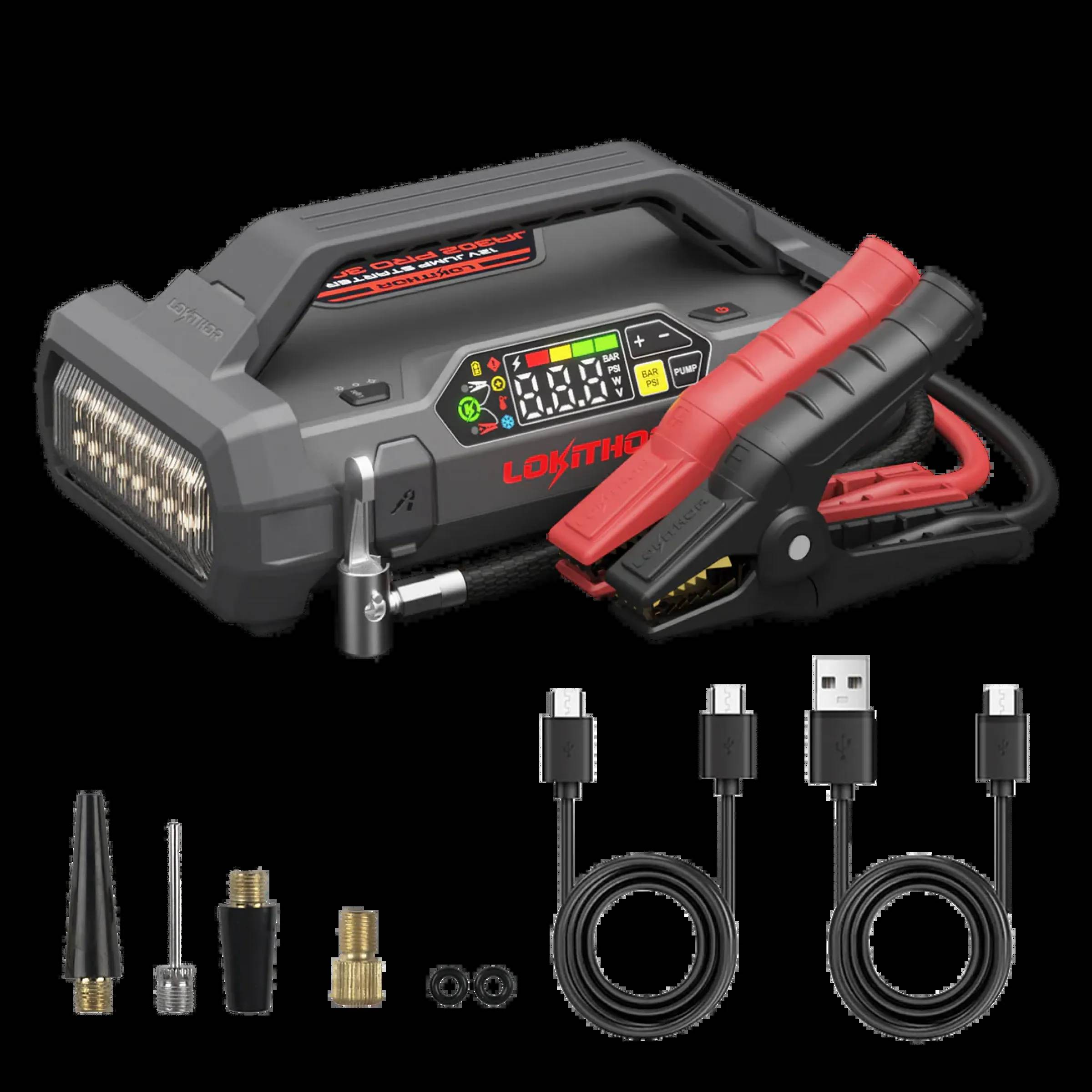 Lokithor JA302 Pro Jumpstarter 12V 3000A mit Kompressor