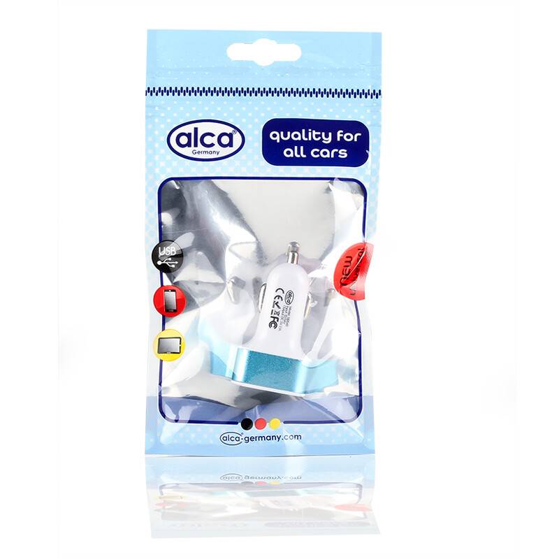 alca® Auto Stecker USB Ladegerät weiß/blau