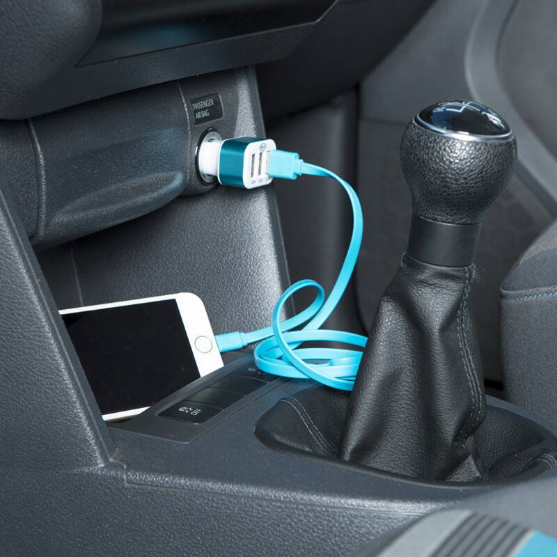 alca® Auto Stecker USB Ladegerät weiß/blau