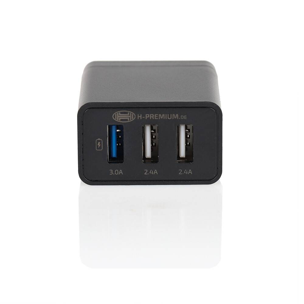 HEYNER® 230V 3-Port USB Ladegerät 3.0 schwarz