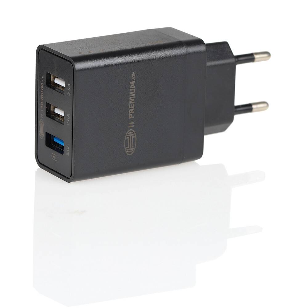HEYNER® 230V 3-Port USB Ladegerät 3.0 schwarz