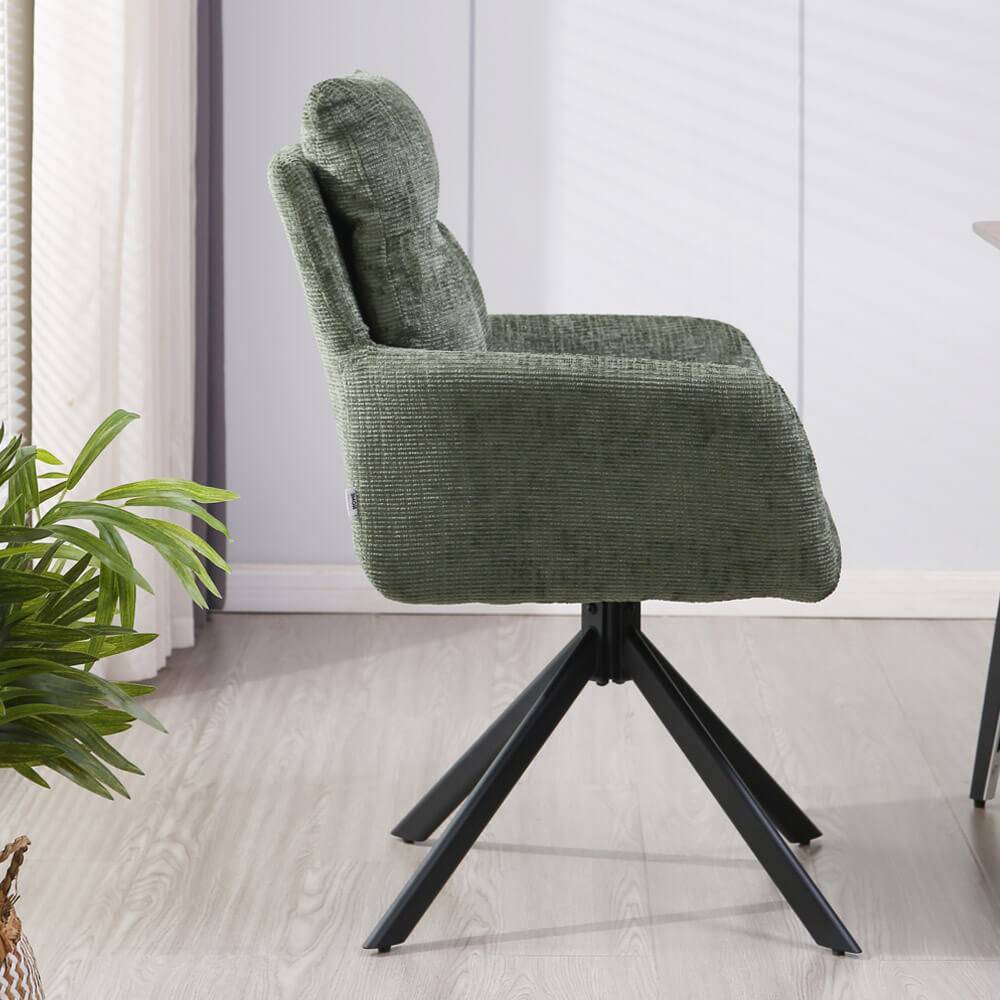 ESSZIMMERSTUHL ALUNA - Farbe: Chenille Grün, Menge: 9