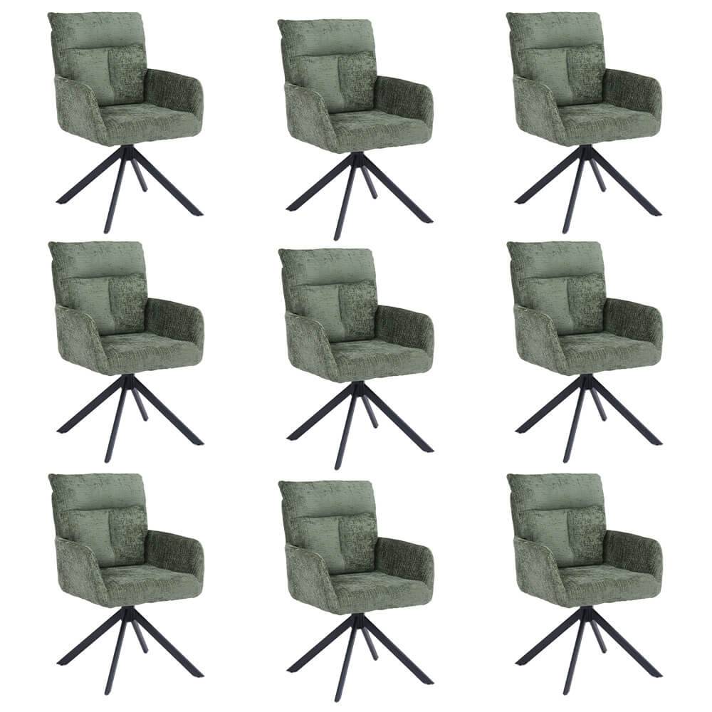 ESSZIMMERSTUHL ALUNA - Farbe: Chenille Grün, Menge: 9