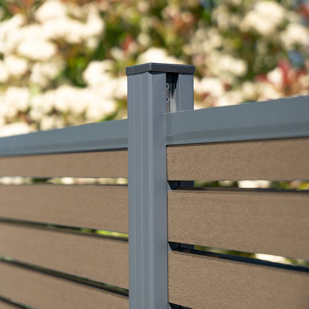 SICHTSCHUTZZAUN ALIRA - Farbe: Teak, Ausführung: 4 x Element + 6 x Pfosten