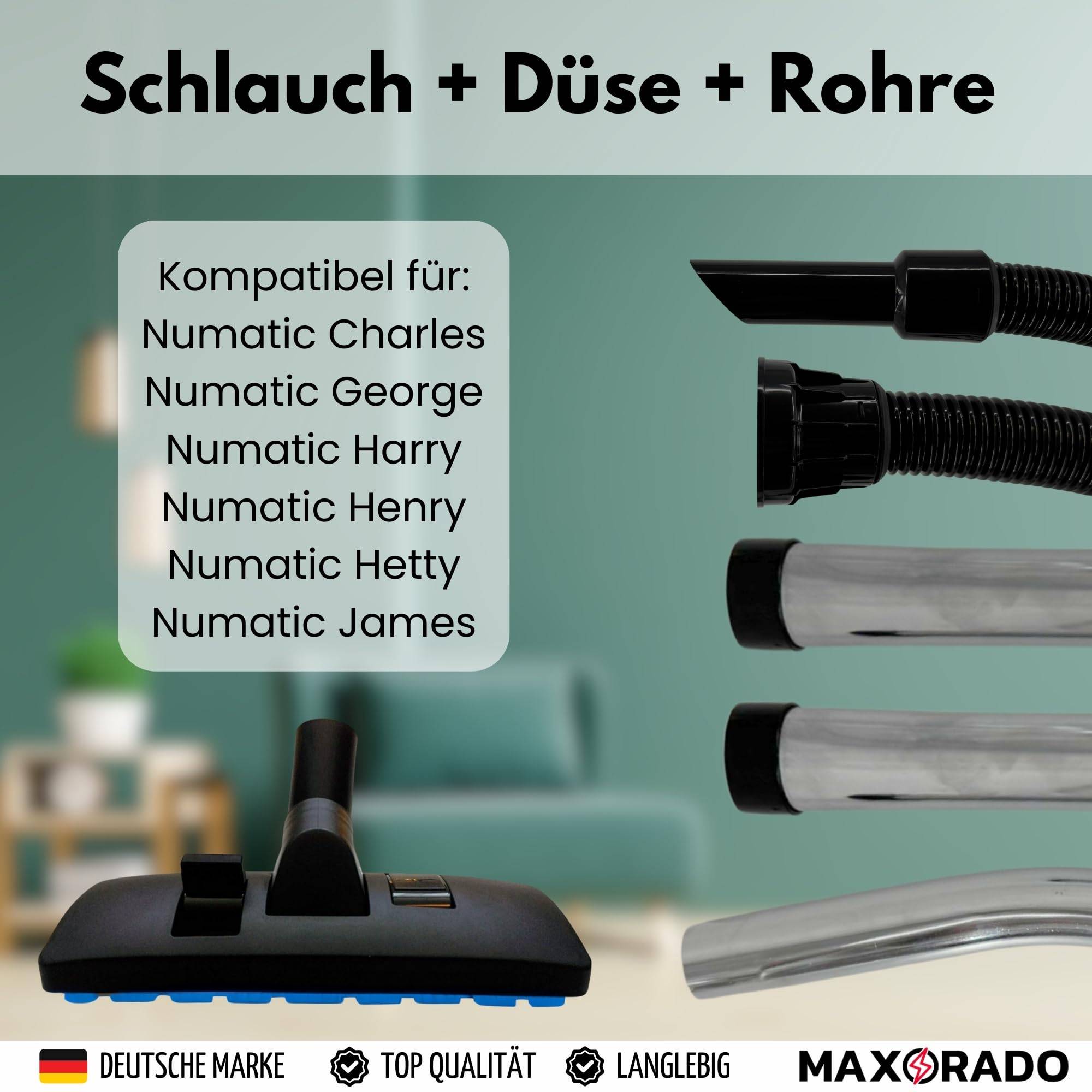 Bodendüse + Schlauch + Staubsaugerrohr Ersatzteile Set für Numatic Henry Hetty James Basil David Edward George I Staubsauger Rohr 32mm Ersatzteil HV