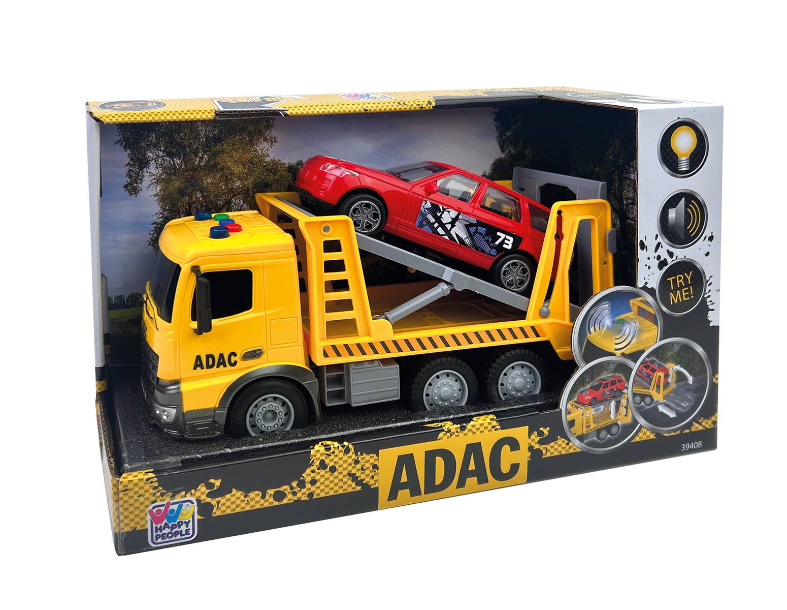 Happy People ADAC Abschleppfahrzeug mit Auto Licht Sound 24cm Spielzeug Set