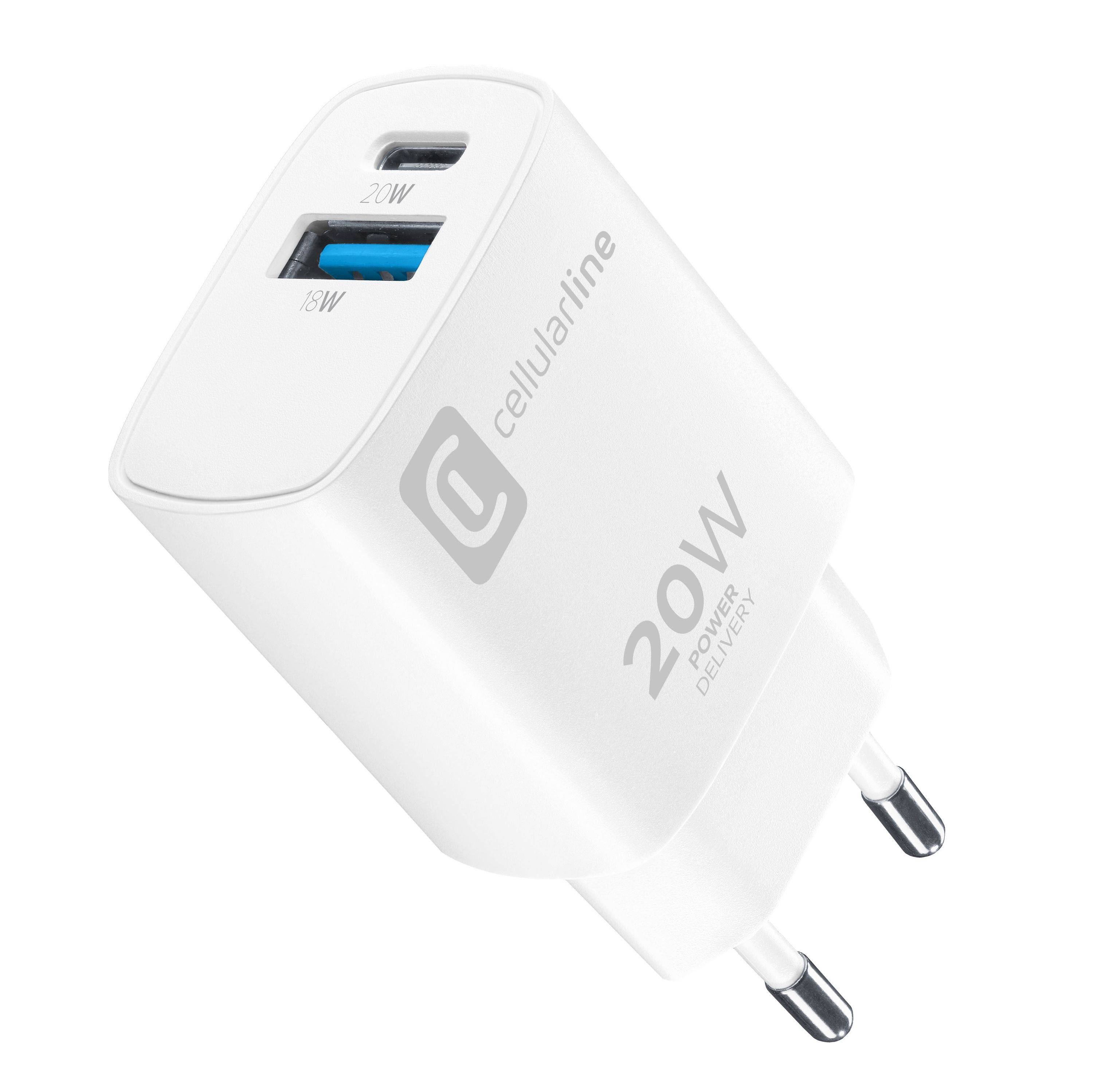 Cellularline Dual Port Travel Charger Apple PD White