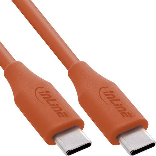 Zwei orangefarbene USB-C-Kabel nebeneinander mit silbernen Steckern, mit der Marke „InLine