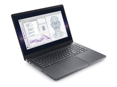 Ein Laptop, der 3D-Modellierungssoftware mit einem Drahtgitter-Menschenkopf, einem Fingerabdruck, Code und einem Diagramm auf dem Bildschirm zeigt.