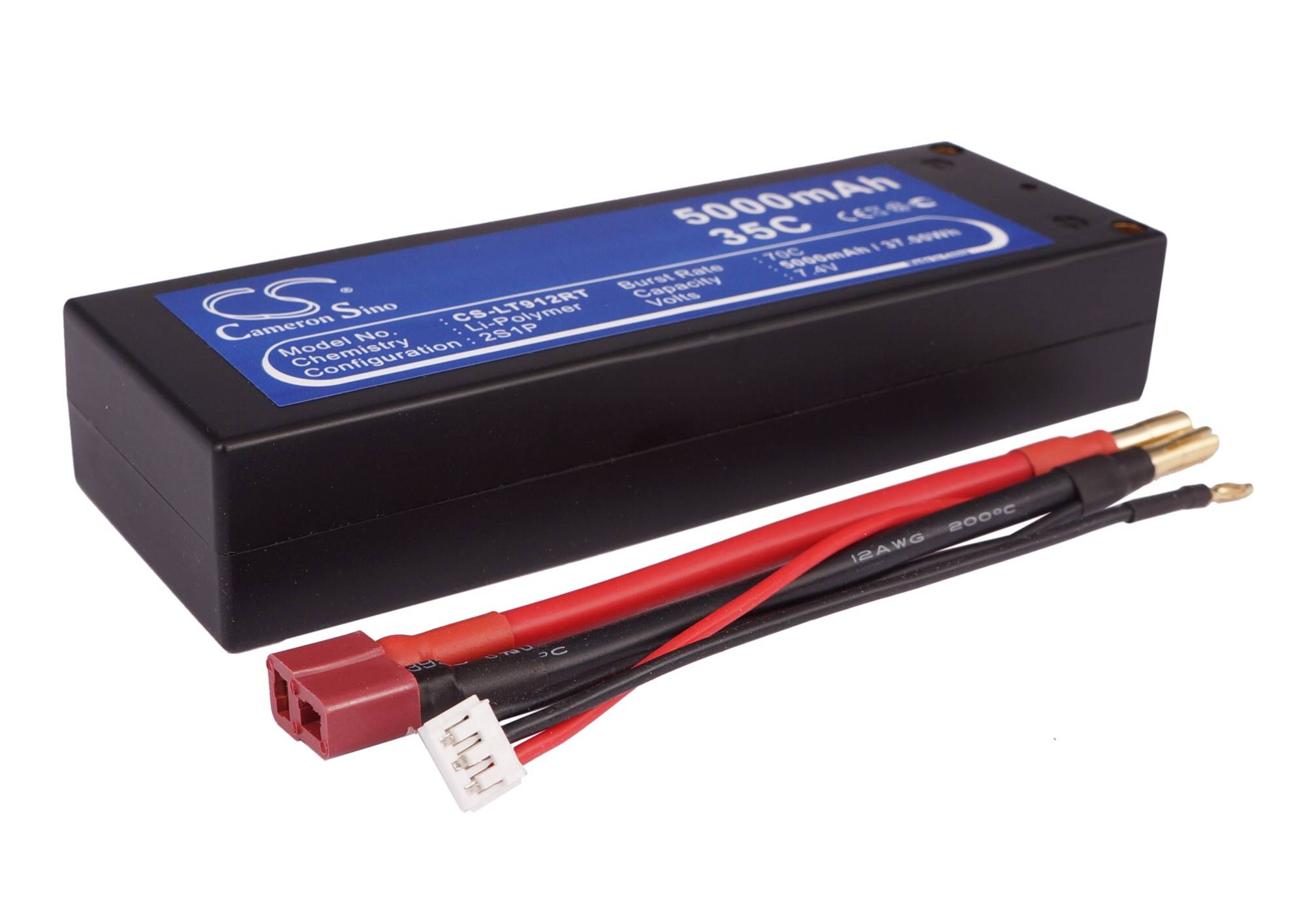 CameronSino CS-LT912RT LiPo Akku – 7,4 Volt | 5000 mAh | 35C | Hardcase | T-Plug