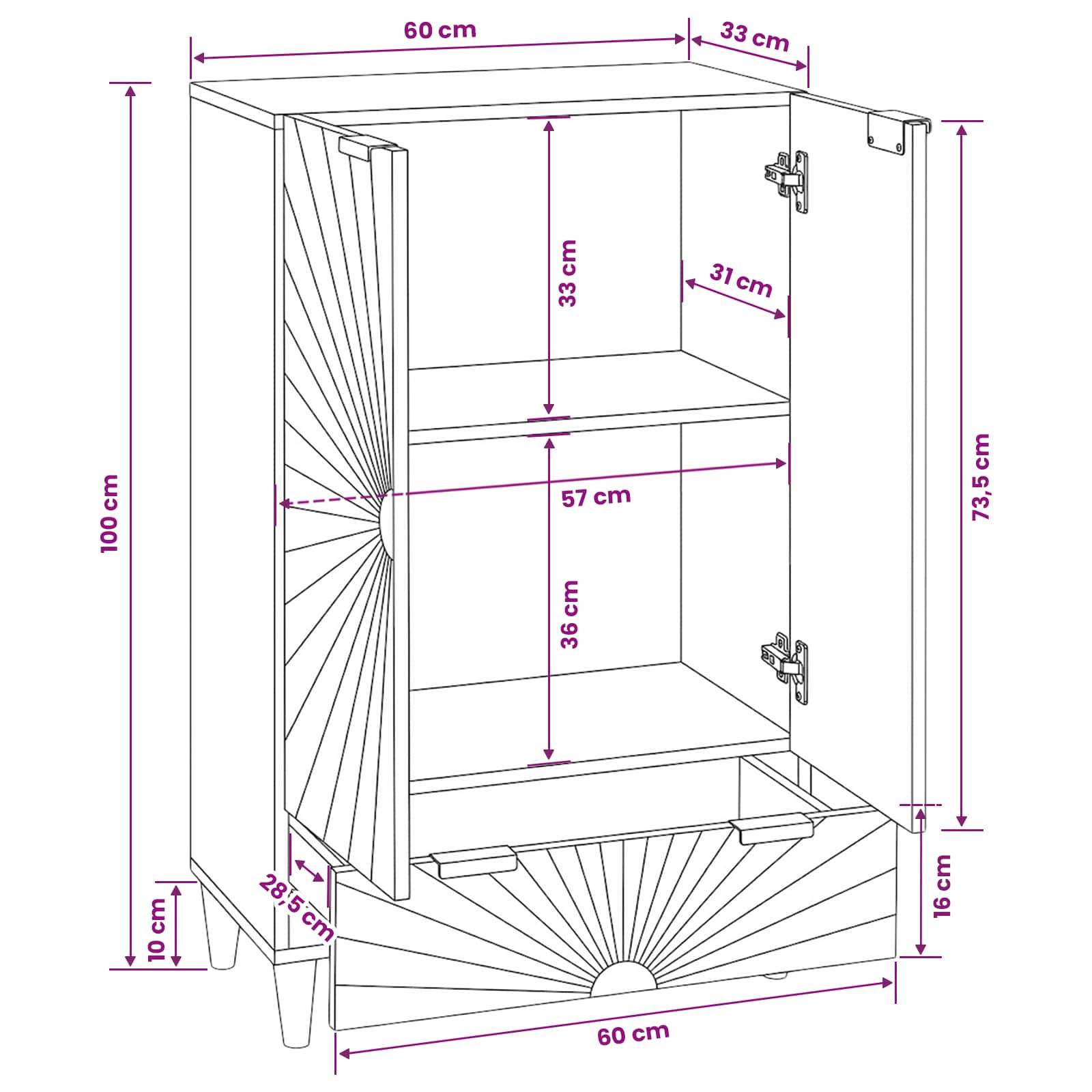 vidaXL Seitenschrank mit Speicher Schwarz und Gold 60 x 33,5 x 100 cm