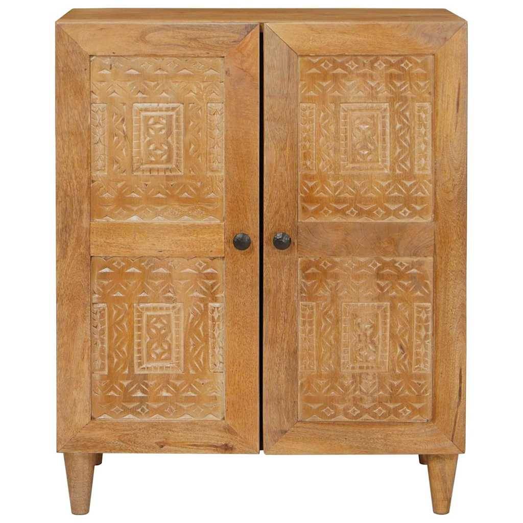 vidaXL Sideboard mit Tür Hellbraun 60 x 33 x 75 cm massives Mangoholz