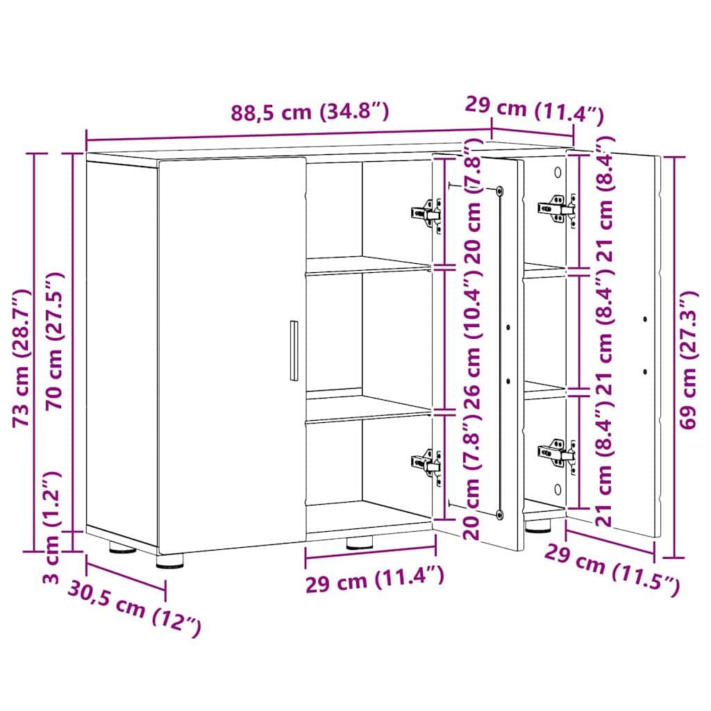 vidaXL Holzschrank Artisan-Eiche 88,5 x 30,5 x 73 cm Holzwerkstoff