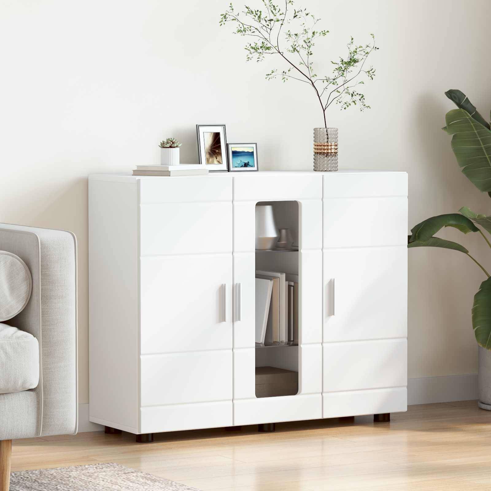 vidaXL Holzschrank mit Speicher Weiß 88,5 x 30,5 x 73 cm Holzwerkstoff