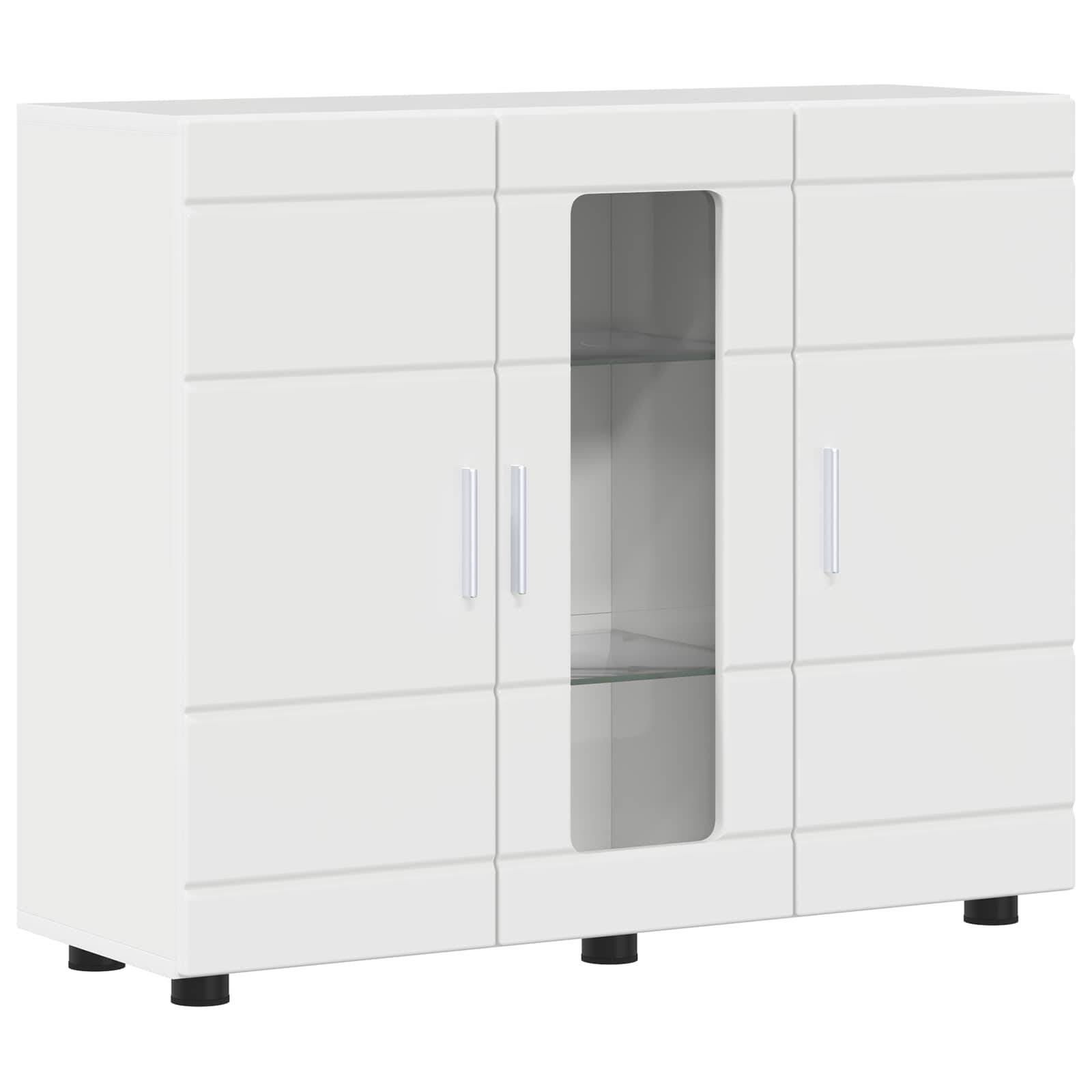 vidaXL Holzschrank Hochglanz Weiß 88,5 x 30,5 x 73 cm Holzwerkstoff