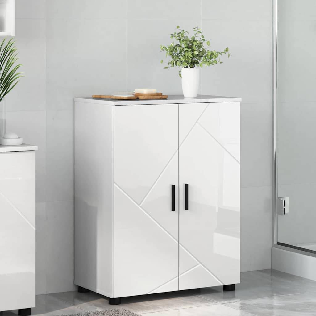 vidaXL Badezimmerschrank mit Speicher Hochglanz Weiß 60 x 35 x 80 cm