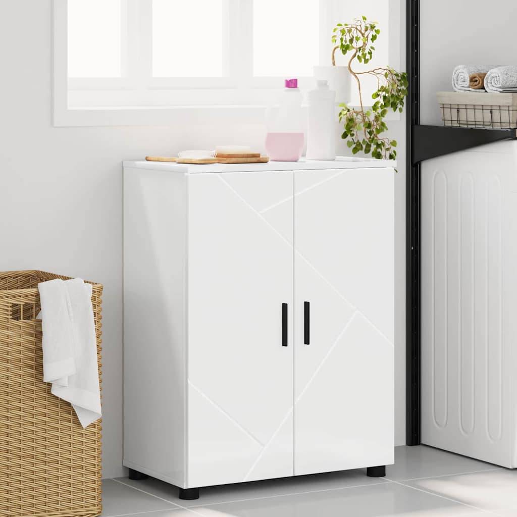 vidaXL Badezimmerschrank mit Speicher Hochglanz Weiß 60 x 35 x 80 cm