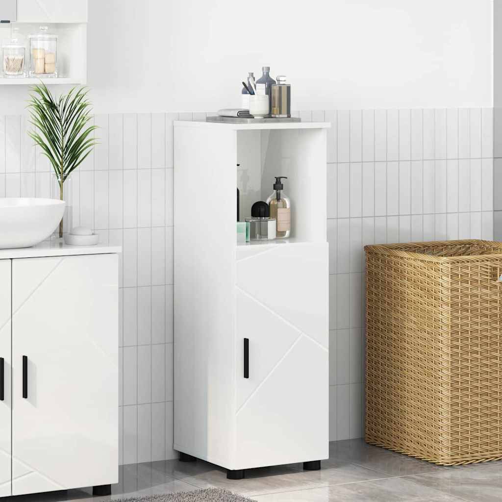 vidaXL Badezimmerschrank mit Speicher Hochglanz Weiß 30 x 35 x 95 cm