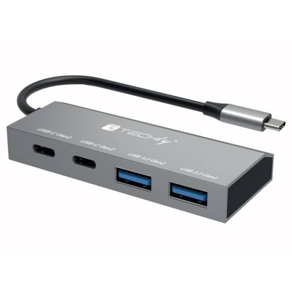 USB 3.2 Hub mit 2 USB-A-Ports und 2 USB-C?-Ports -- aus Metall Multimedia USB Hubs