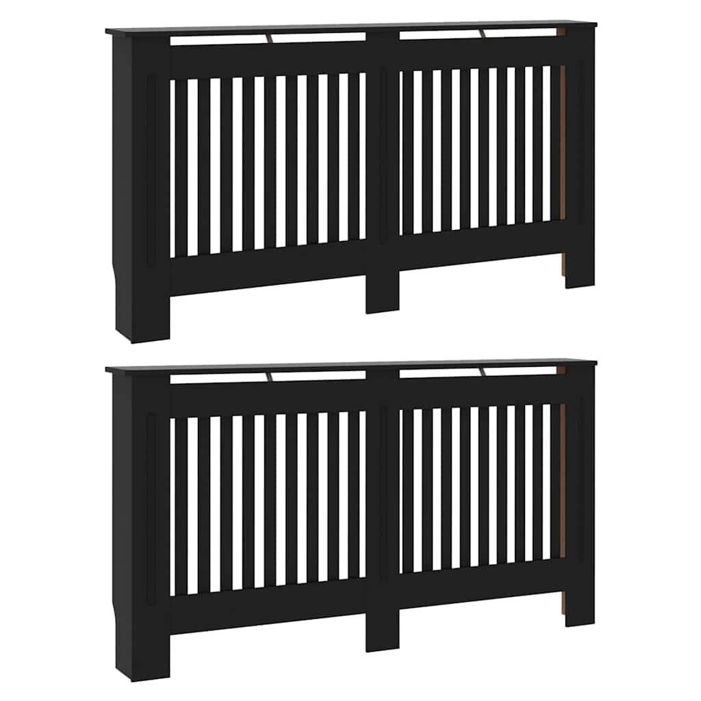 vidaXL Heizkörperabdeckung 2 pcs Schwarz 152 x 19 x 81,5 cm