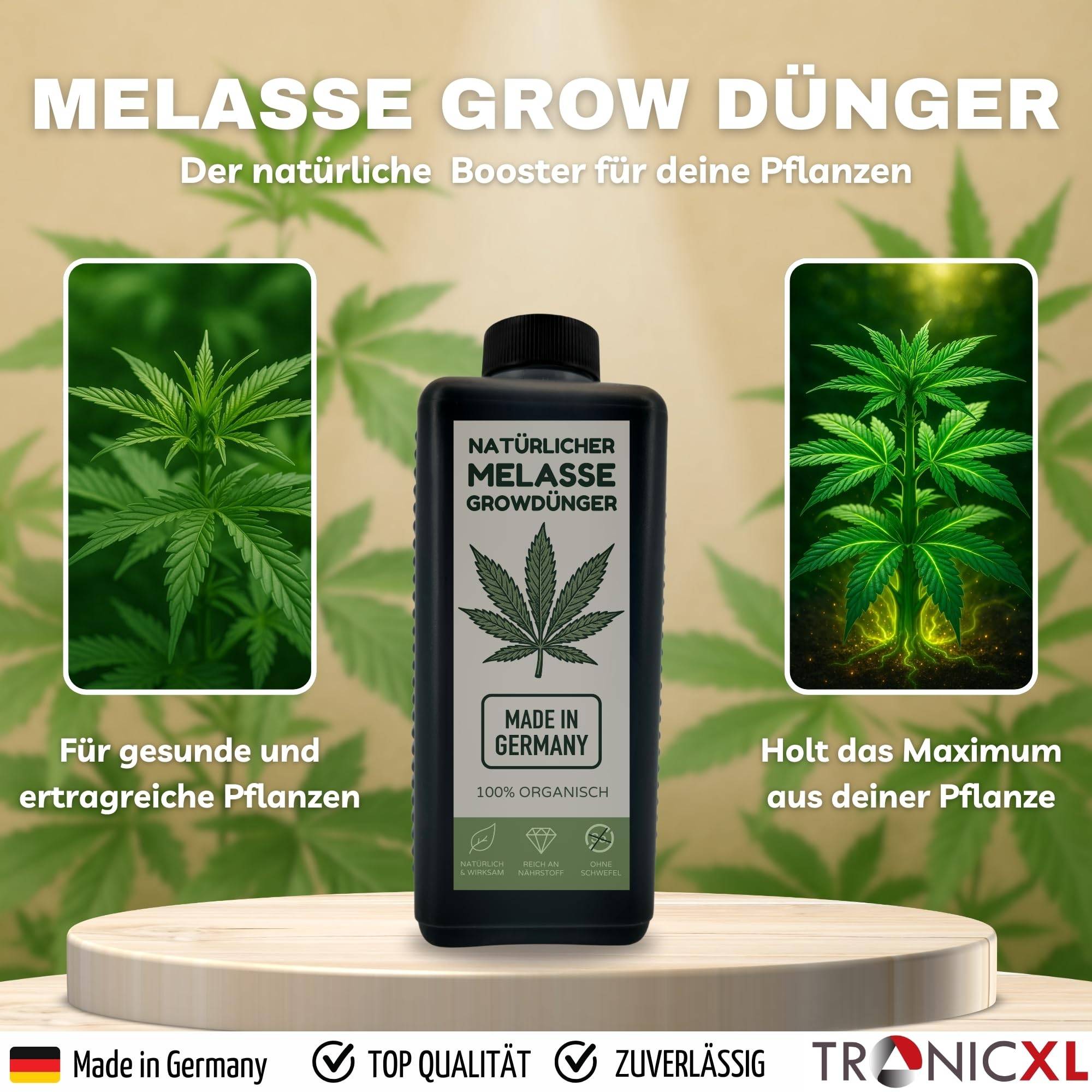1L Melasse Grow Dünger Cannabis Made in Germany I Zusatz Düngemittel für leckere große Hanf Blüten I Hanfdünger für Growbox & Outdoor