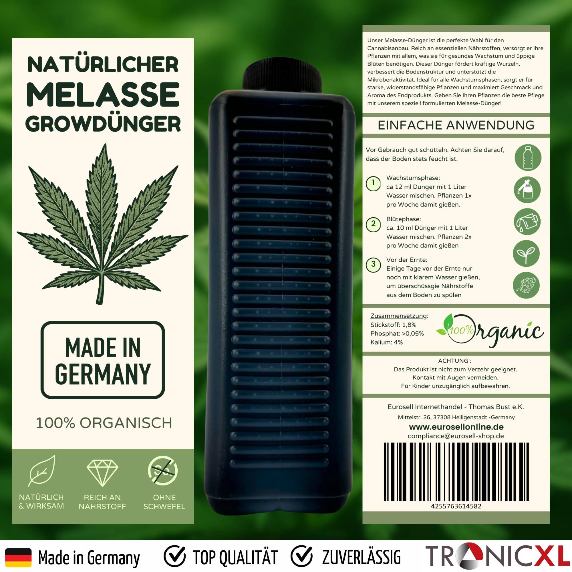 2L Melasse Grow Dünger Düngemittel Blütephase für Growbox & Outdoor Made in Germany