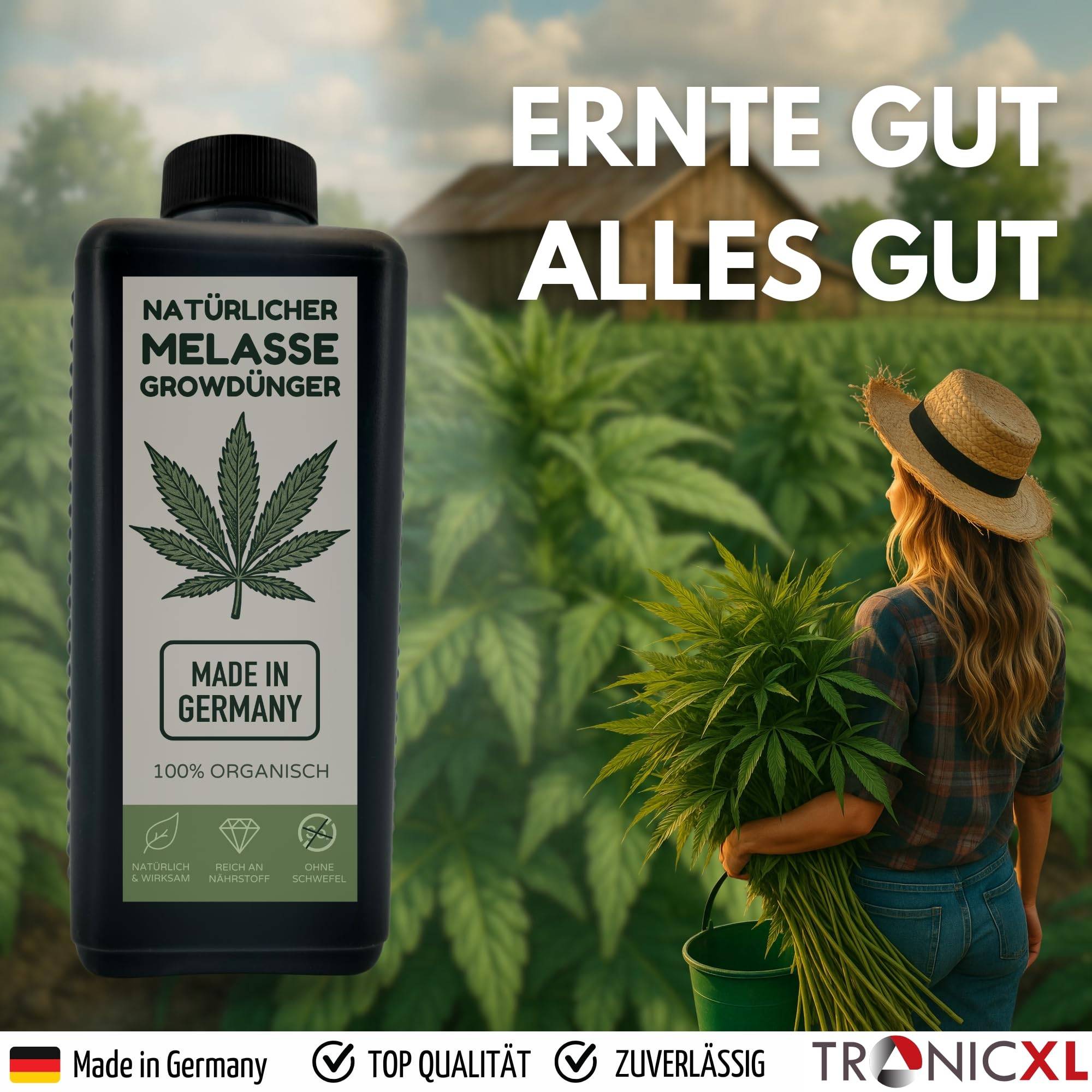 1L Melasse Grow Dünger Cannabis Made in Germany I Zusatz Düngemittel für leckere große Hanf Blüten I Hanfdünger für Growbox & Outdoor