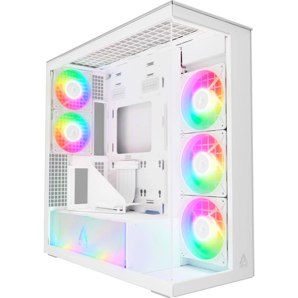 ARCTIC Xtender VG (White) Premium E-ATX PC-Gehäuse mit vertikaler GPU-Montage, Midi Tower, PC, Weiß, EATX, Metall, Gehärtetes Glas, Gaming