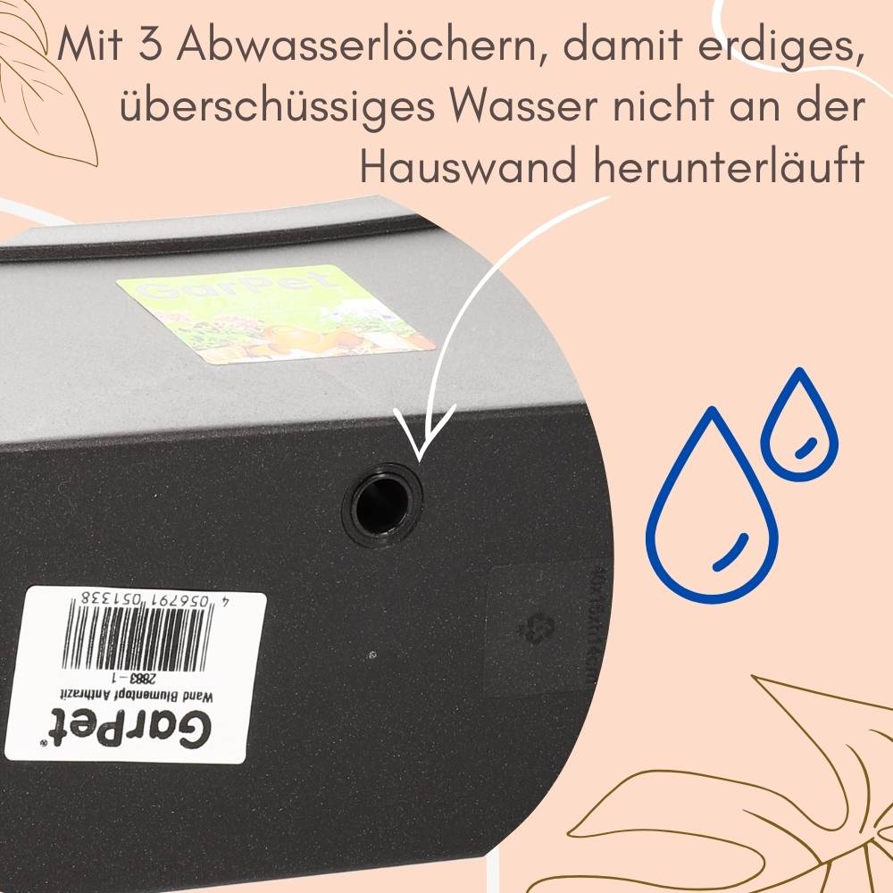 2er Set Wand Blumentopf im Set Wandblumentopf Wandtopf Pflanzgefäß Blumenkasten Outdoor Wandblumenkasten Wandpflanztopf Wandampel Anthrazit