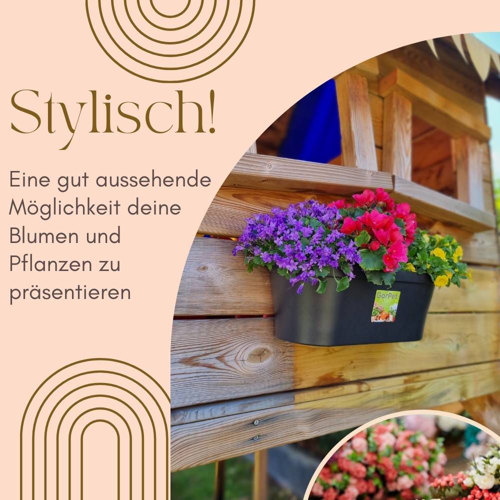 2er Set Wand Blumentopf im Set Wandblumentopf Wandtopf Pflanzgefäß Blumenkasten Outdoor Wandblumenkasten Wandpflanztopf Wandampel Anthrazit