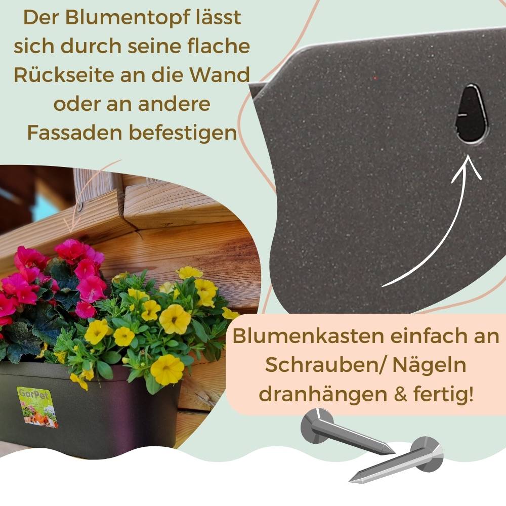 2er Set Wand Blumentopf im Set Wandblumentopf Wandtopf Pflanzgefäß Blumenkasten Outdoor Wandblumenkasten Wandpflanztopf Wandampel Anthrazit