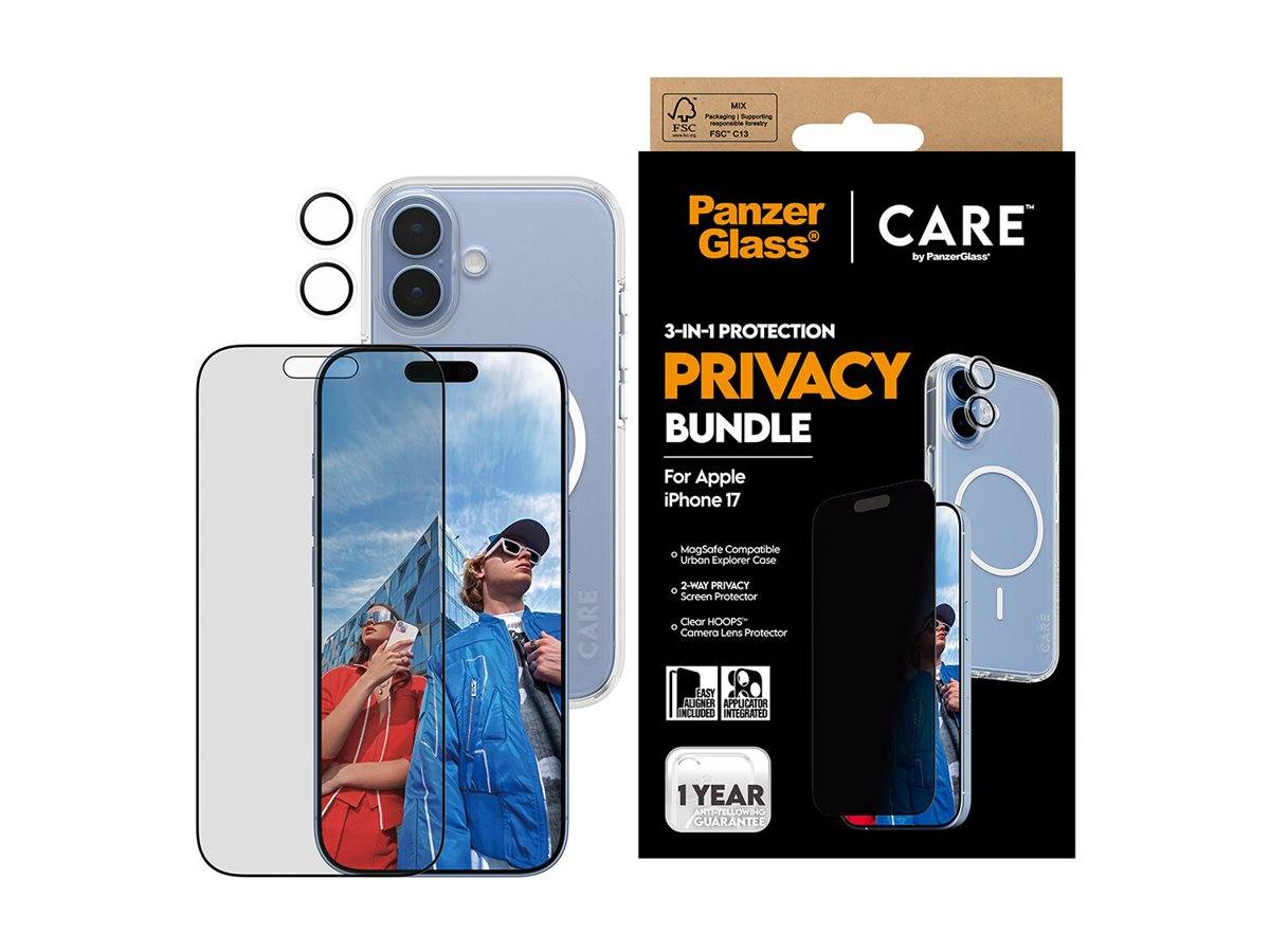 CARE by Schutzglass Flagship Privacy 3-in-1-Hülle + Sichtschutzglas Linse iPhone 17
