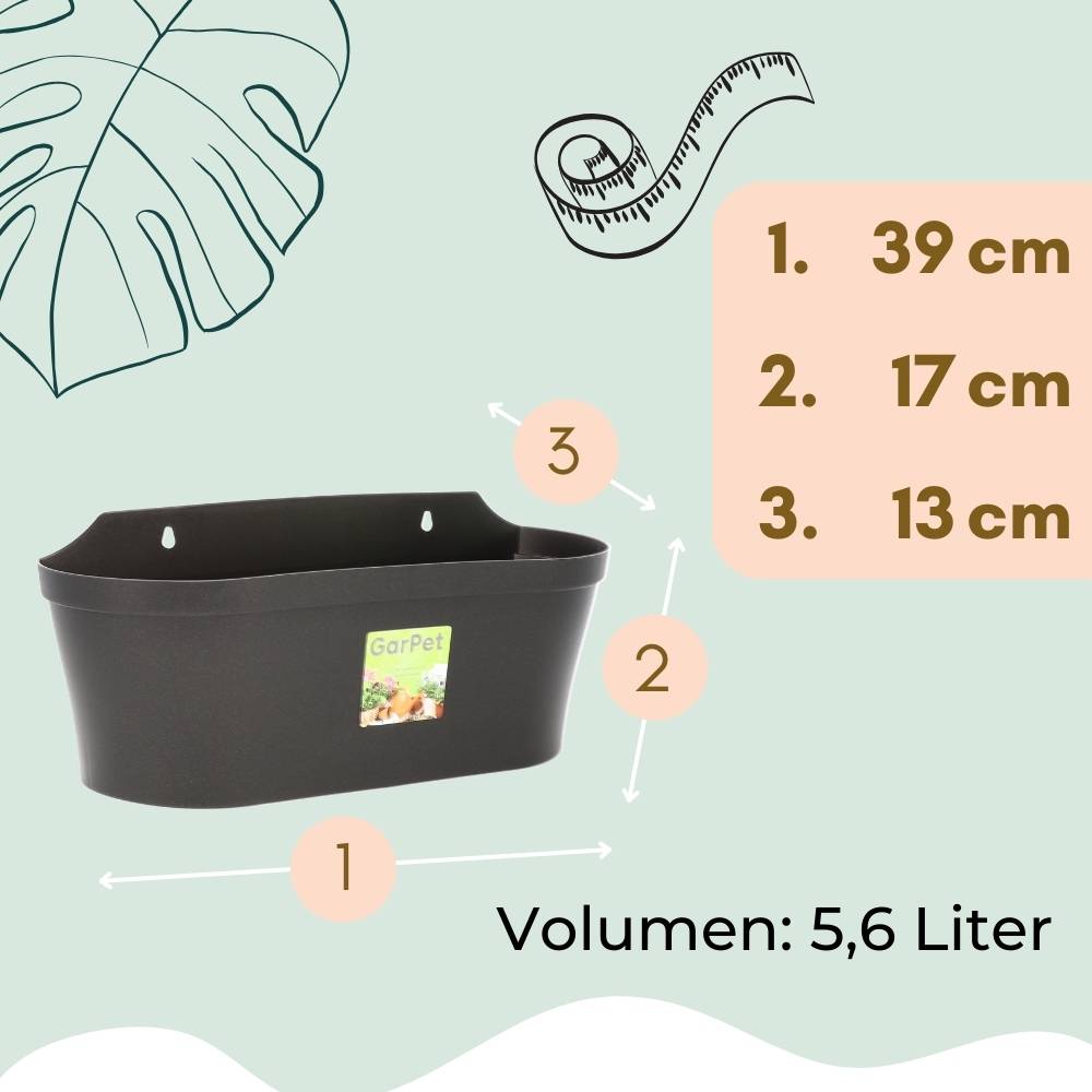 6er Set Wand Blumentopf im Set Wandblumentopf Wandtopf Pflanzgefäß Blumenkasten Outdoor Wandblumenkasten Wandpflanztopf Wandampel Anthrazit