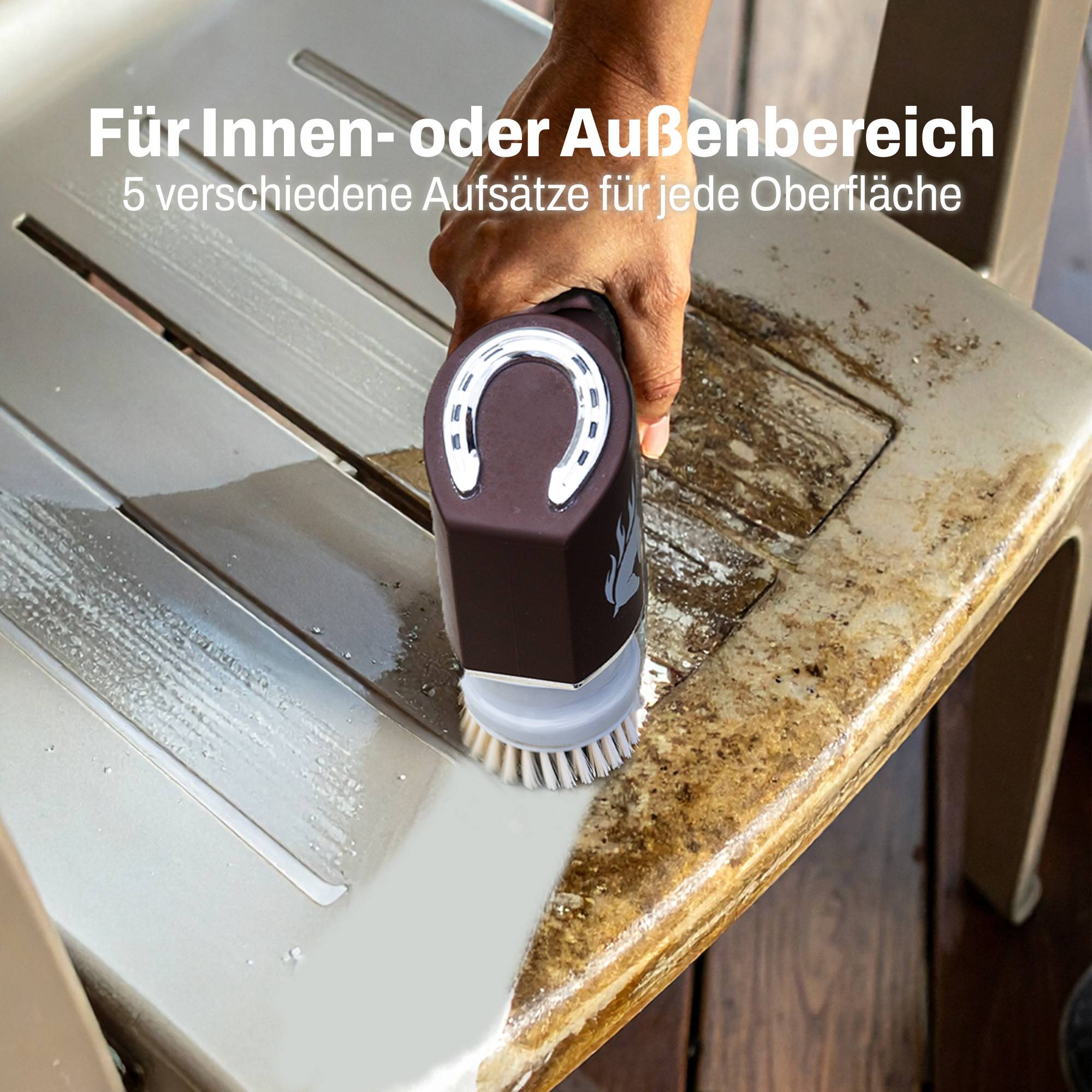 Horsepower Scrubber PRO - Elektrische Reinigungsbürste 2500 mAh - Putzbürste elektrisch - entfernt Kalk & Schmutz - zum Putzen von Bad, Küche & Aut