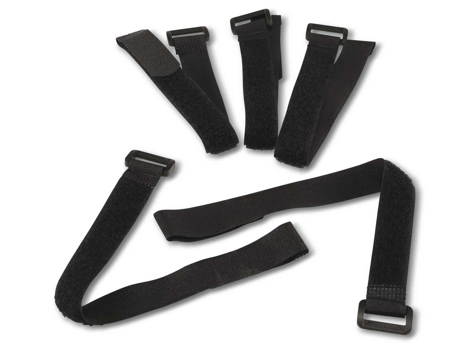 CHILITEC Klettband-Set mit Öse, 30x2 cm, schwarz, 5 Stück