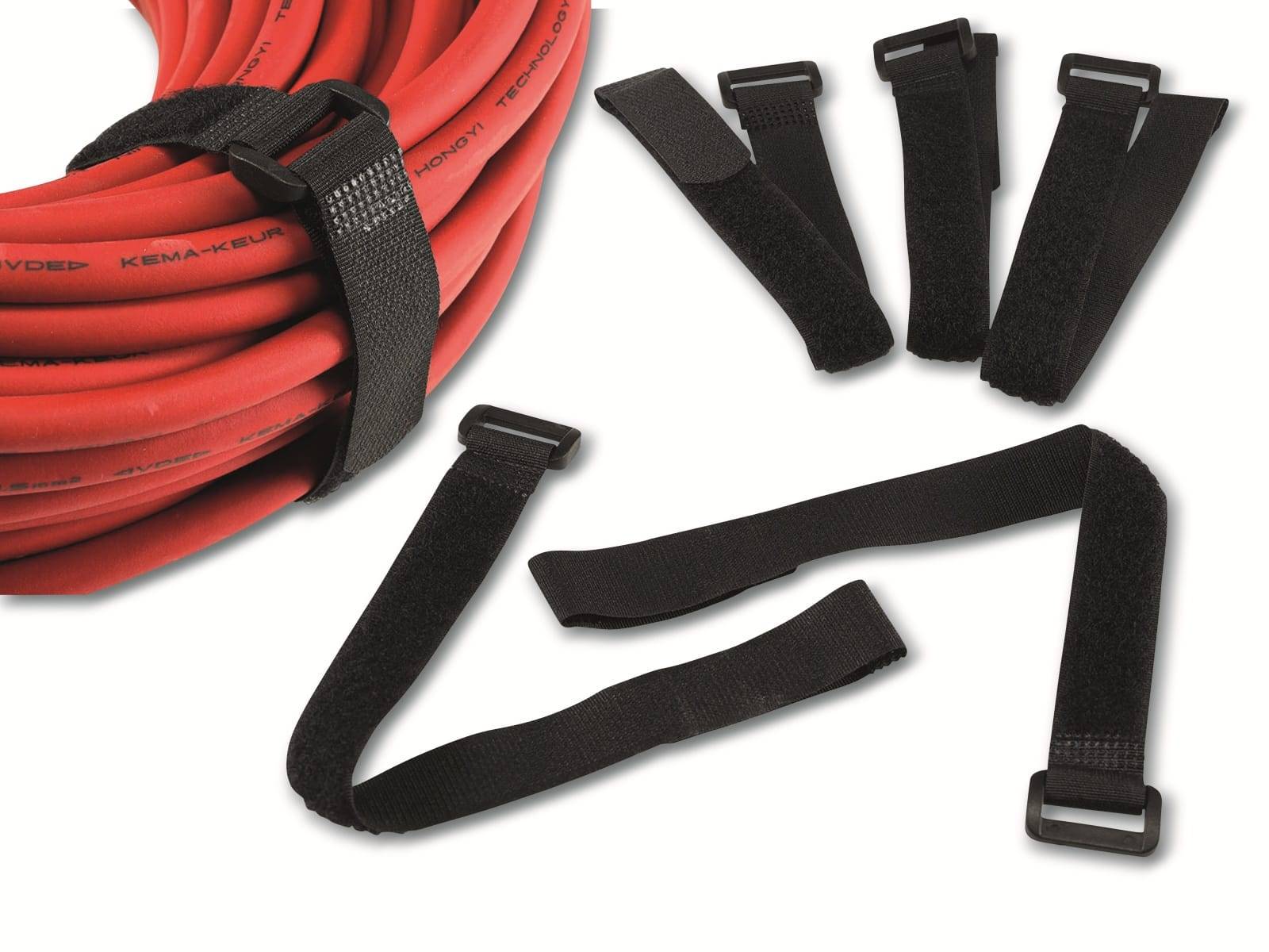 CHILITEC Klettband-Set mit Öse, 30x2 cm, schwarz, 5 Stück