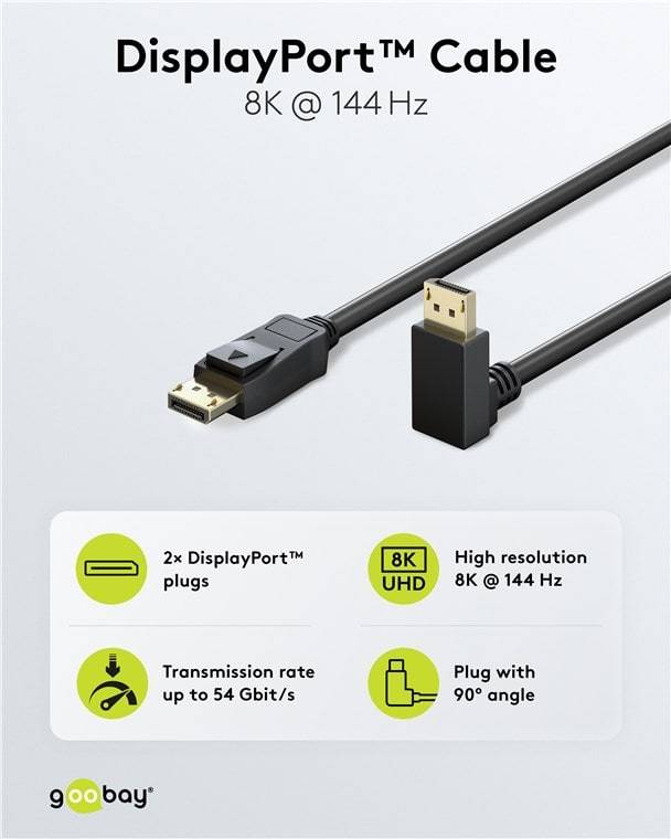 GOOBAY DisplayPort-Kabel 2.0/2.1 77128 54 Gbit/s 8K 144Hz 5m