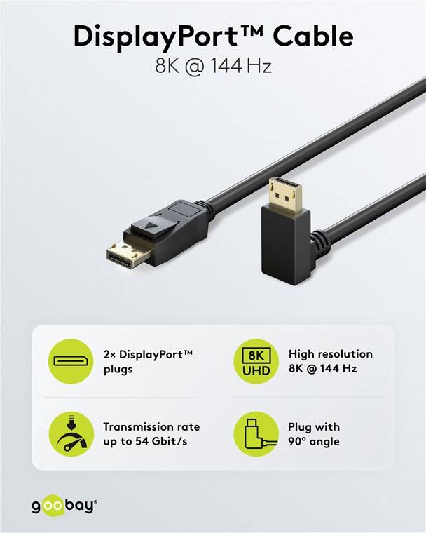 GOOBAY DisplayPort-Kabel 2.0/2.1 77058 54 Gbit/s 8K 144Hz 3m