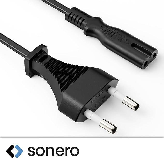 SONERO Netzkabel X-ESG-C7G-030B, Eurostecker, gerade, schwarz, 3m
