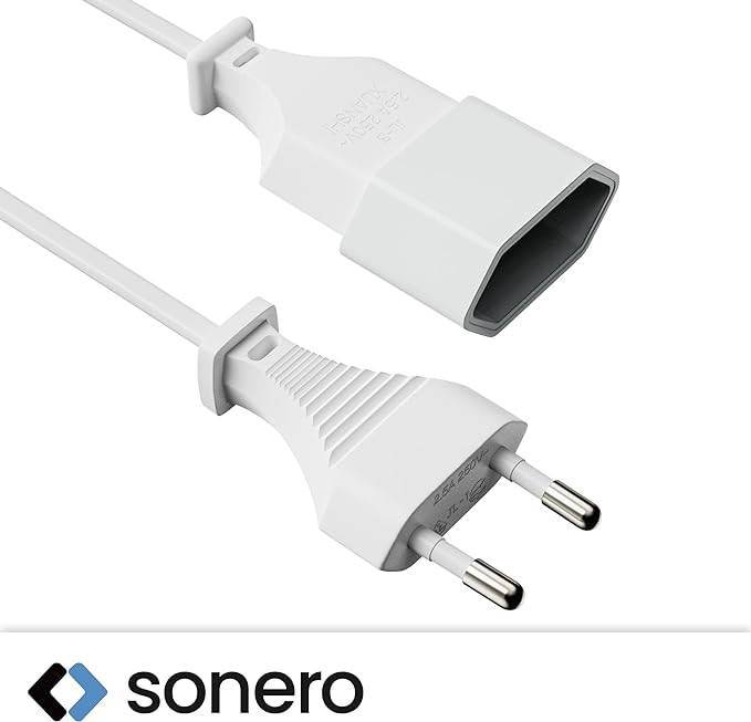 SONERO Netzkabel Verlängerung, X-ESG-ESB-050W, gerade, weiß, 5m