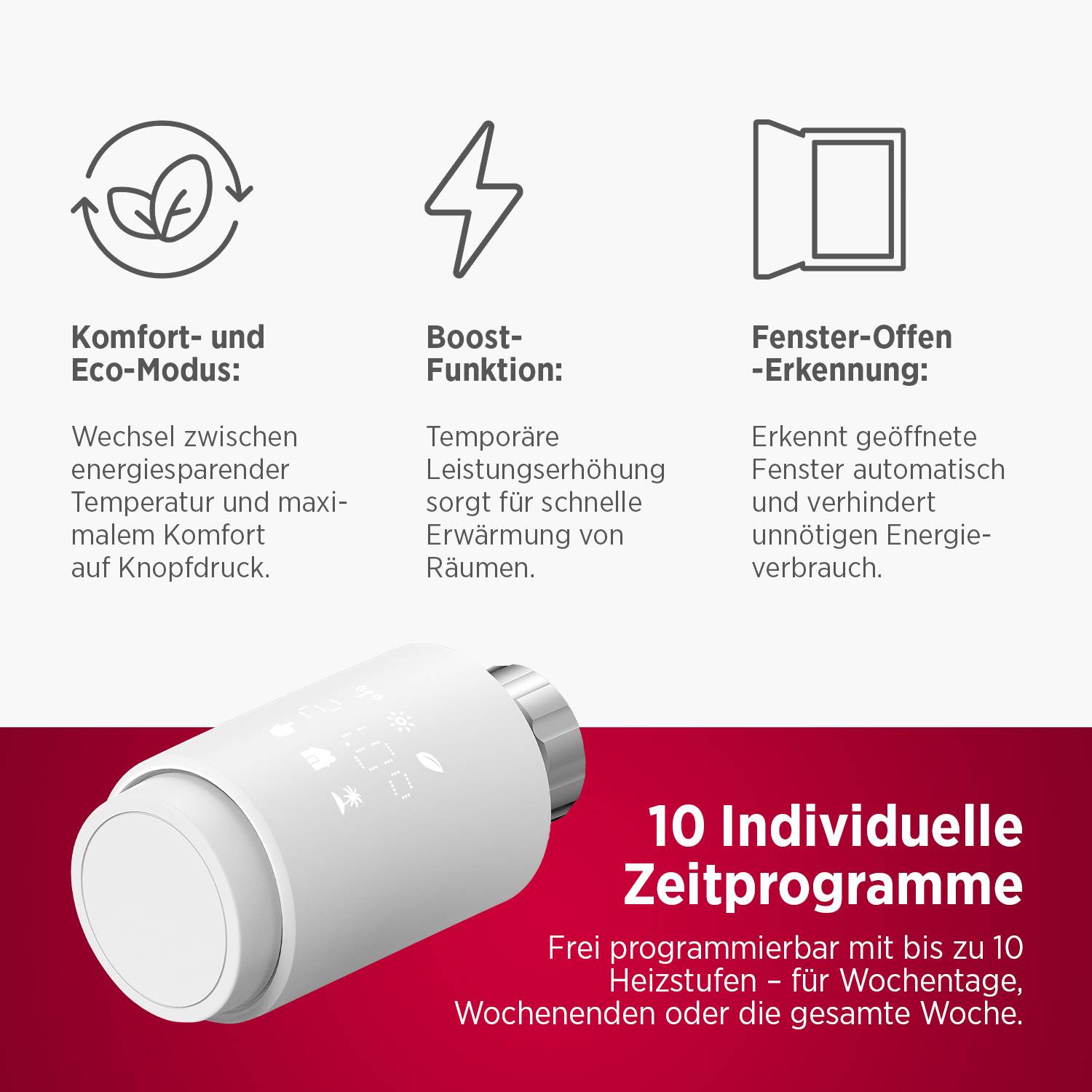 Smart WiFi-Thermostat Heizkörperthermostat Tuya-App, Alexa & Google Olympia HT-02Y