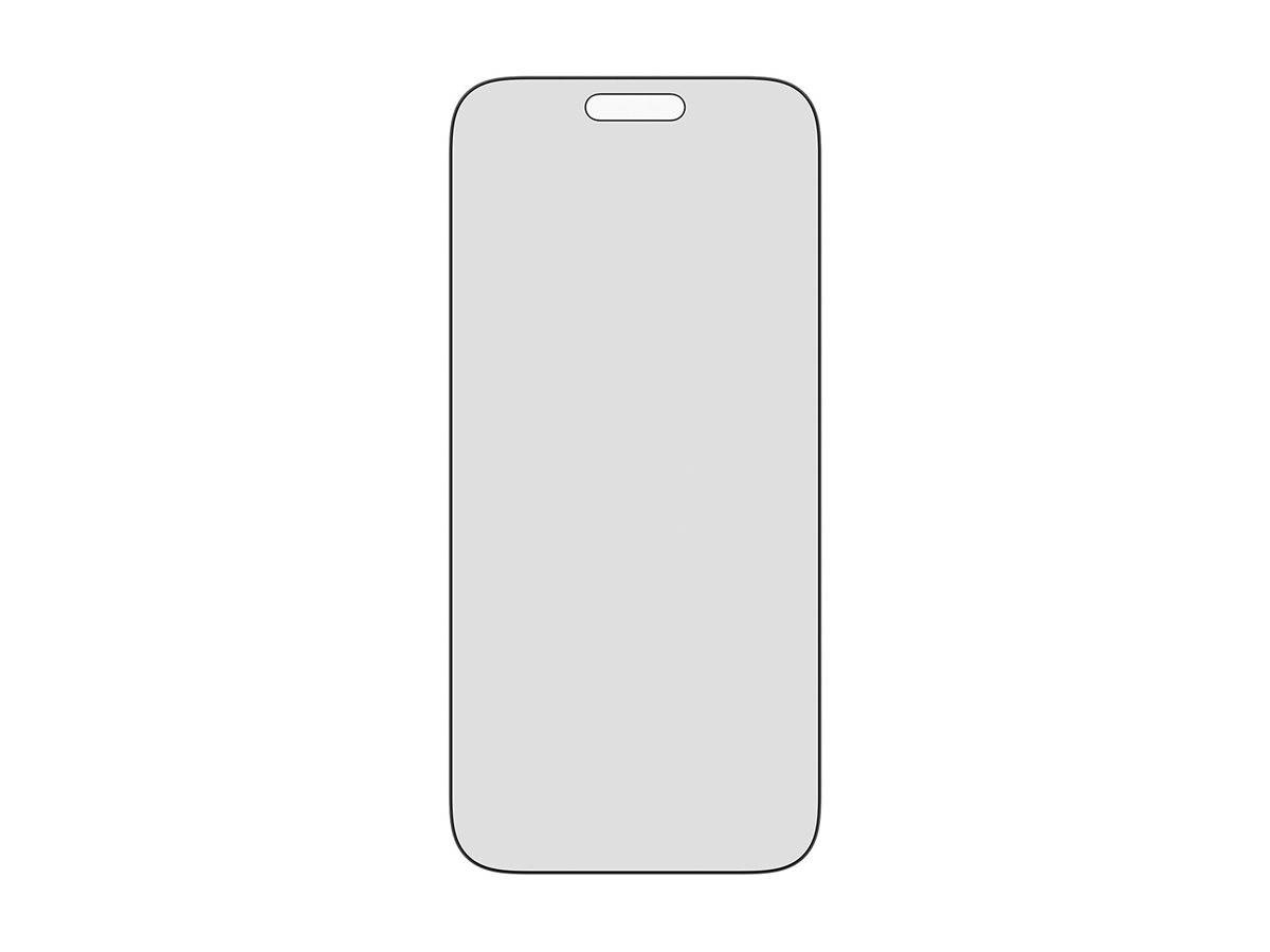 Darstellung der Frontansicht eines Smartphones, die einen grundlegenden Umriss mit Bildschirm und Kameraausschnitt zeigt und einem modernen Telefondesign ähnelt.